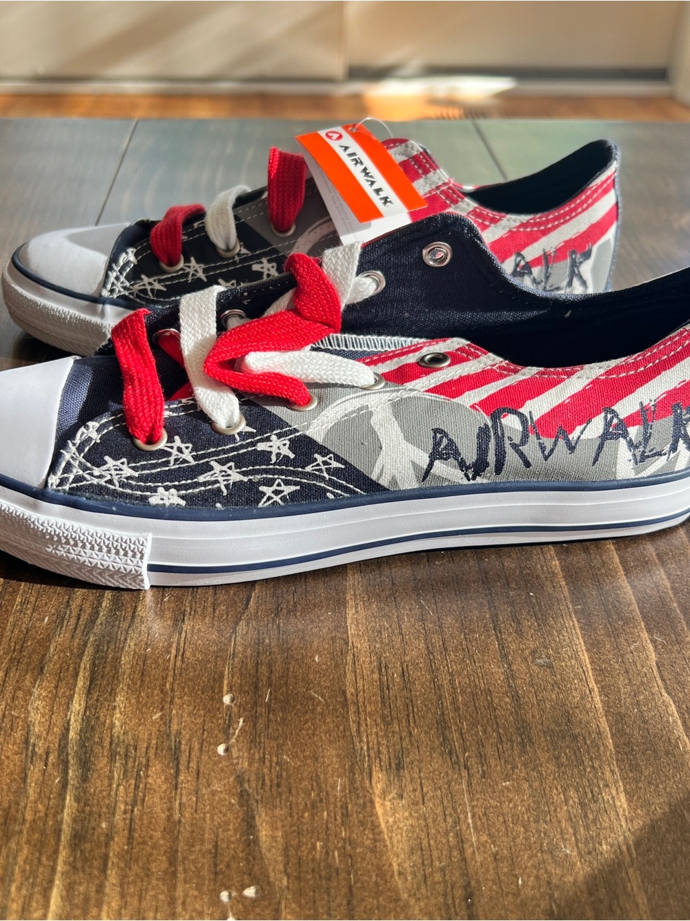 Airwalk Kicks Red, White & Blue Canvas Sneakers-size youth 4 1/2